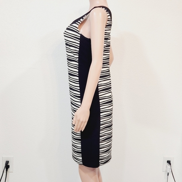 BALI Textured Striped Wave Colorblock Asymmetrical Shoulder Dress Size L - Picture 7 of 14